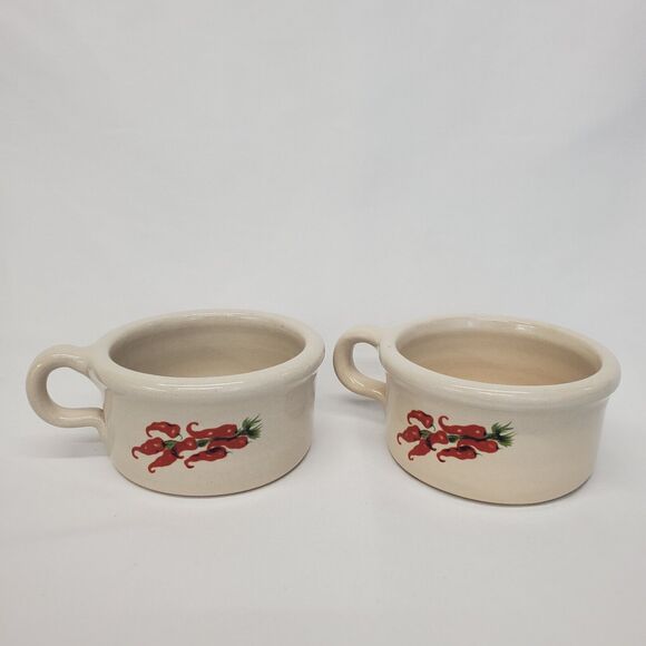 SHAKERS & THANGS Pottery Soup Chili Bowls Handles CHILI PEPPERS Marshall Texas - Picture 4 of 11
